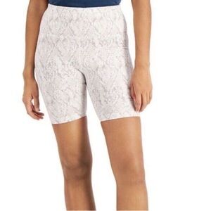 Women's White High Rise Snake Print Bike Shorts NWT